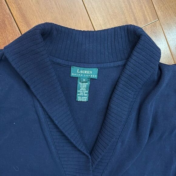 Lauren Ralph Lauren Womens Sweater Cardigan Navy Blue Shawl Collar size 1X - Picture 2 of 10